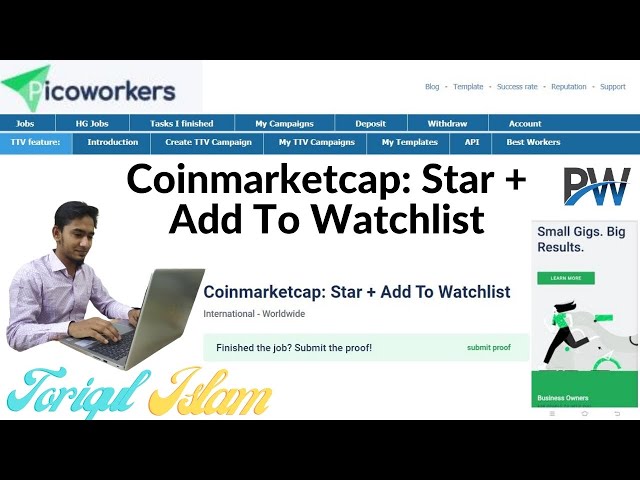 How to do Coinmarketcap Star + Add To Watchlist || picoworker || date system to complete