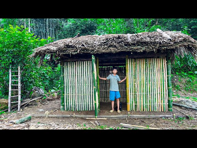 Orphan Boy - Making a Bamboo Door to Protect the House Safely, Making a Wall for Vegetables #diy