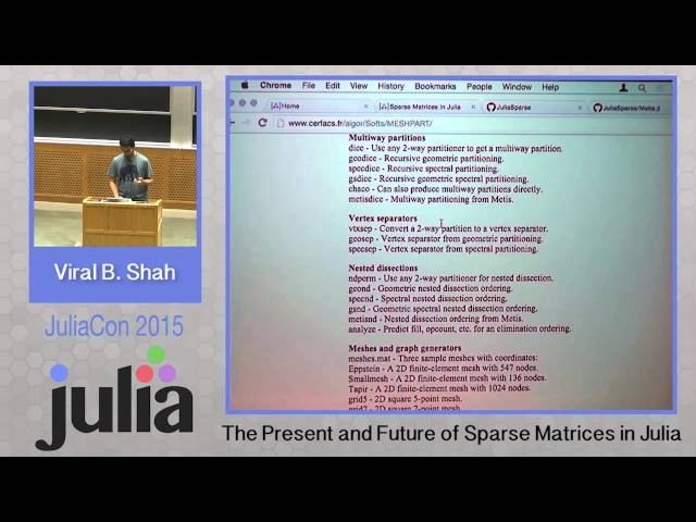 Viral Shah: The present and future of sparse matrices in Julia
