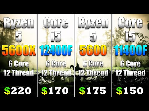 Ryzen 5 5600X vs Core i5 12400F vs Ryzen 5 5600 vs Core i5 11400F | PC Gaming Tested