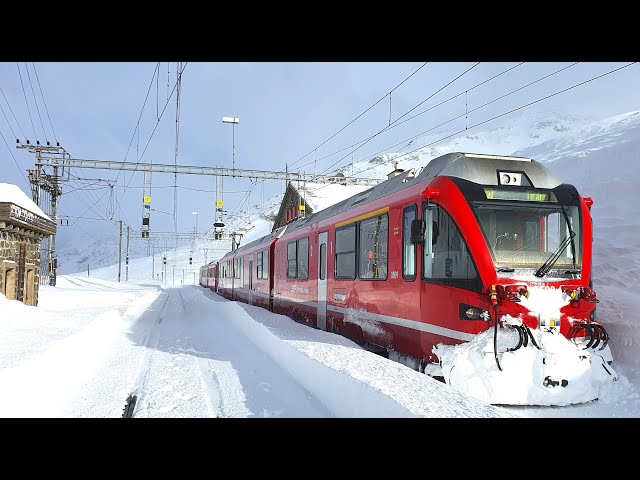★ 4K Cab ride 🇨🇭St. Moritz - 🇮🇹Tirano, fresh snow, strong winds & snowdrifts [03.2020]