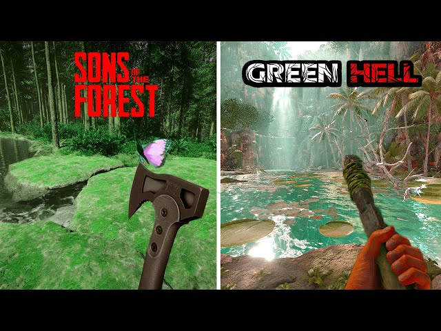Sons of The Forest vs Green Hell - Attention to details, Physics and Animations comparison