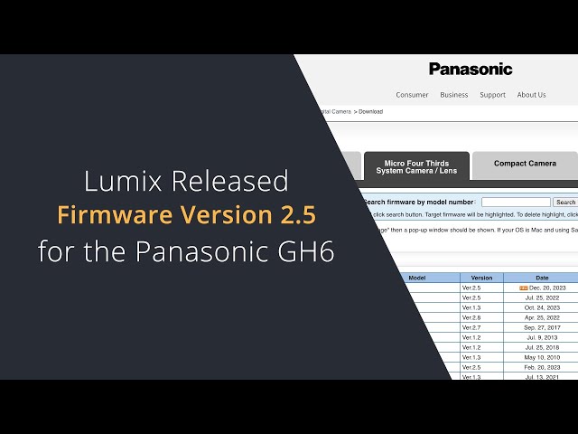 Panasonic GH6 Firmware Update Version 2.5 Overview | Firmware Version 2.5 Download for the Lumix GH6