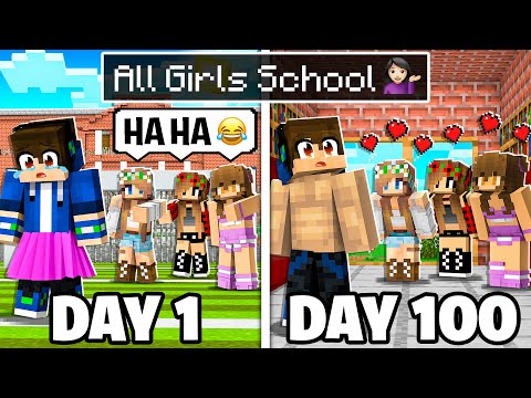 I Survived 100 Days as a BOY in ALL GIRLS SCHOOL! (Minecraft)