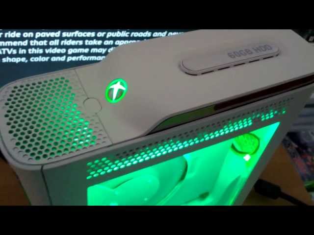 Xbox 360 Custom Mod white with green led, custom controller