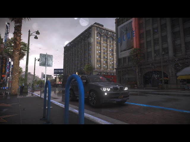 Meditative Relaxing Thunder Sound for Work, Study / Photorealistic BMW X5 E53 Driving / 4K HDR