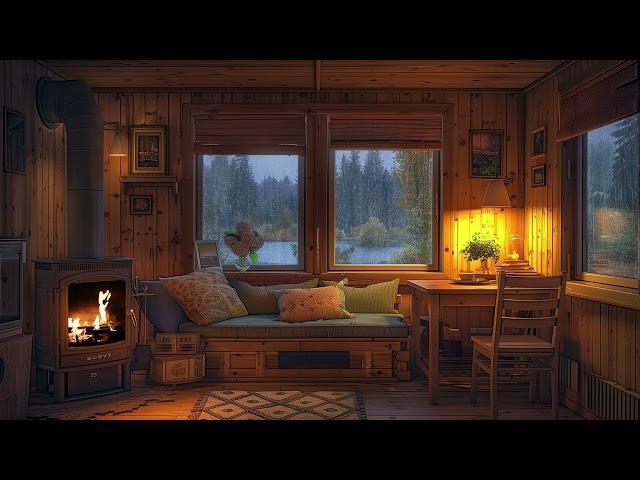 Relaxing Rain and Fireplace Crackles for Peaceful Sleep | Sounds For Sleepin in Cozy Cabin