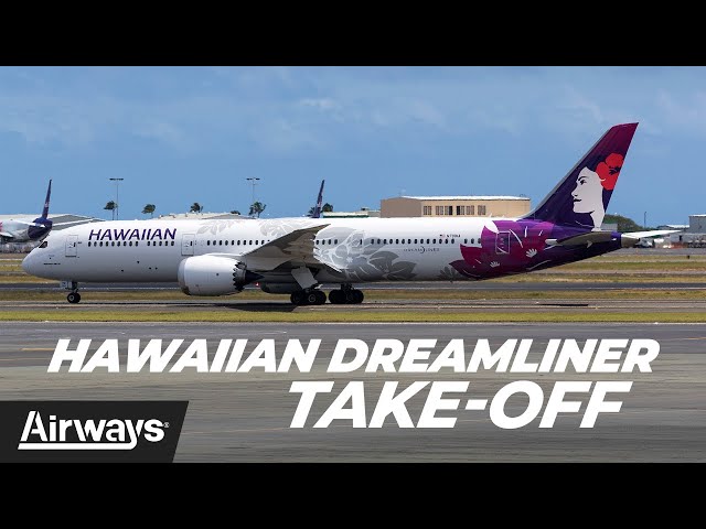 Hawaiian Boeing 787 take off from Honolulu | #Aviation