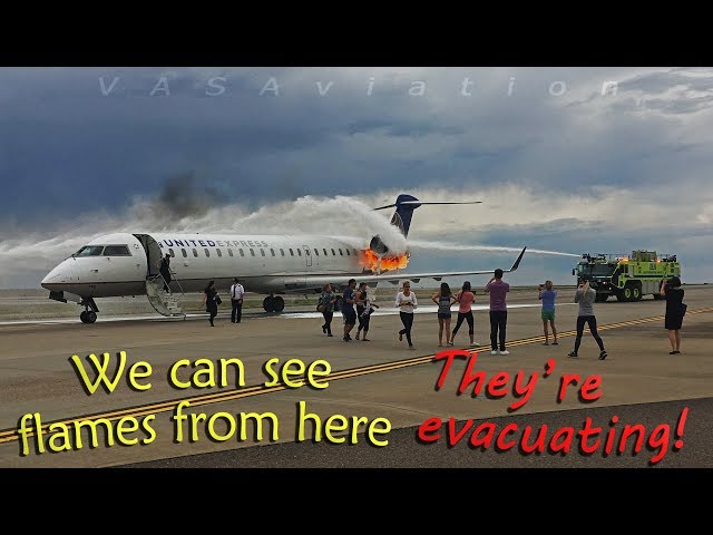 Skywest CRJ-700 has ENGINE FIRE vacating runway!