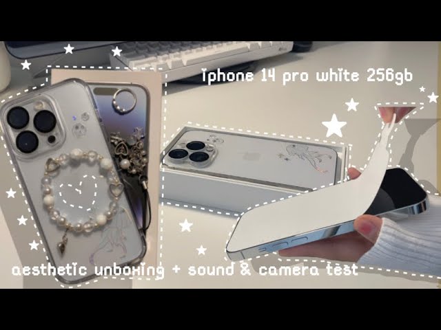 【 ♪ iphone 14 pro 256GB unboxing ♪ 】 | ☆ white/silver aesthetic + sound & camera test ☆