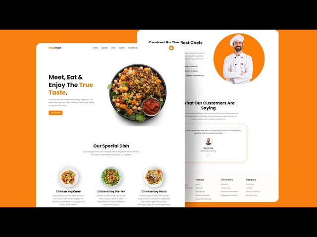 Responsive FoodMan Website Design: HTML, CSS & JS