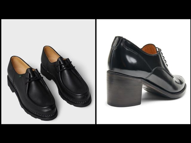 High heel derby shoes combine the classic derby shoe design with a high heel.