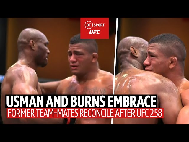 Usman and Burns embrace after UFC 258! Respect between former team-mates following Usman win