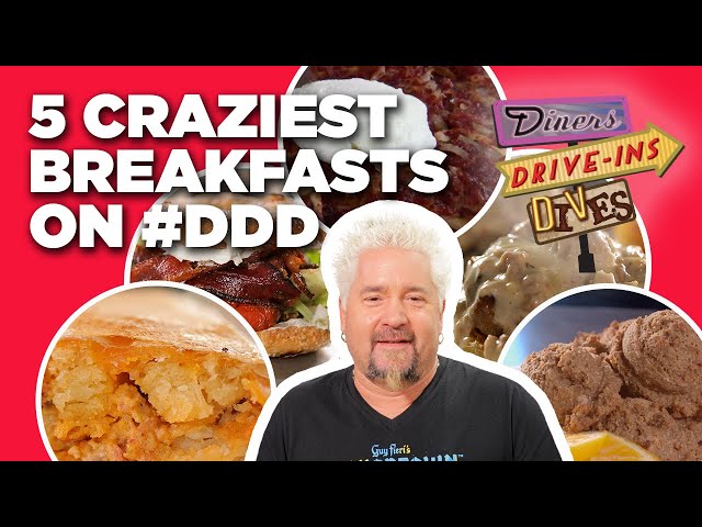 TOP 5 Most-Insane Breakfasts in #DDD Video History with Guy Fieri | Food Network