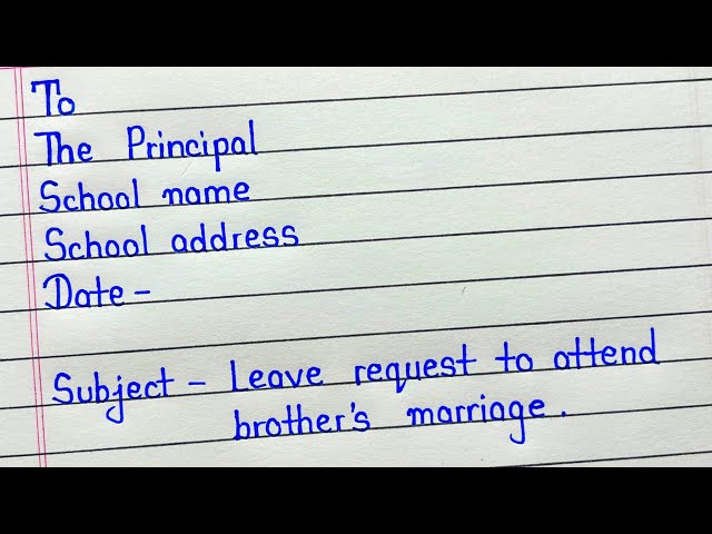 Application for brother marriage in english || Brother marriage leave application
