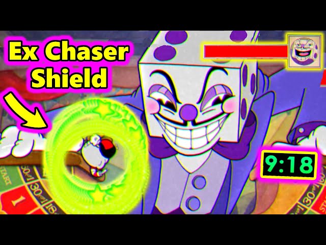 Cuphead + DLC - All Bosses Speedrun Using 1 Hit Ex Chaser Shield (Healthbars Included)