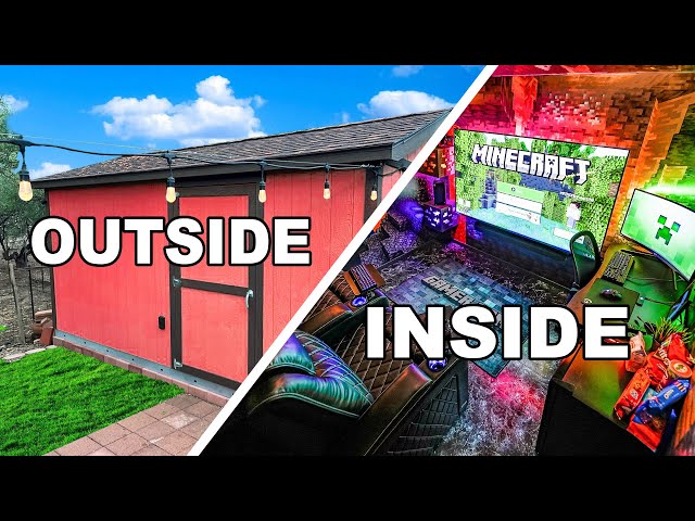 I Turned a Boring Shed into an EPIC Minecraft Gaming Cave