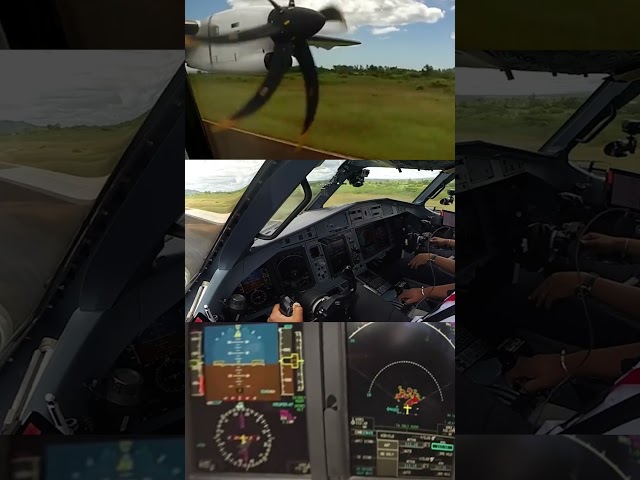 Favorite Split Screen! ATR 72 Cockpit Landing into Diego, Madagascar! [AirClips] #shorts