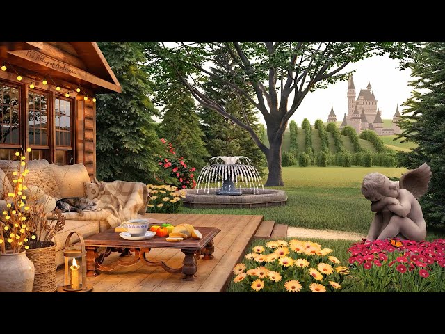 Cozy Spring Garden Ambience with Fountain, Vineyard and Nature Sounds ~ for Sleep and Relaxation