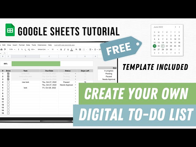 Task Planner Spreadsheet - Digital TO-DO LIST TUTORIAL - Google Sheets Template - (+FREE template)