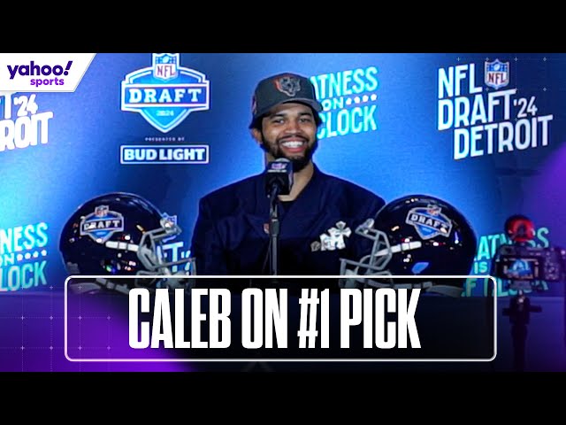 CALEB WILLIAMS speaks after being selected No. 1 in NFL Draft by BEARS | Yahoo Sports