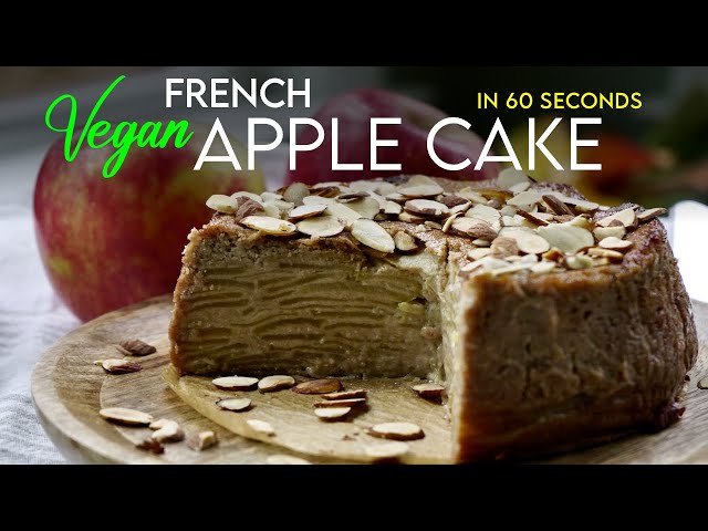 Healthy Vegan FRENCH APPLE CAKE in 60 SECONDS + Free Printable Recipe!