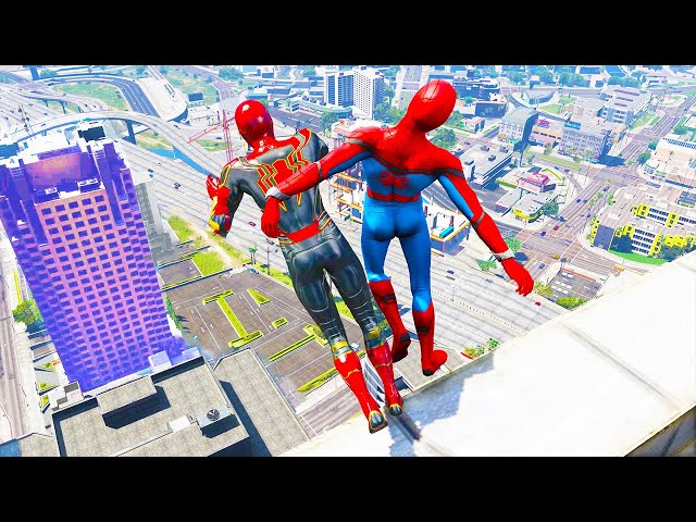 GTA 5: Spiderman Falls and Fails (Spider-Man Jumping/Falling)