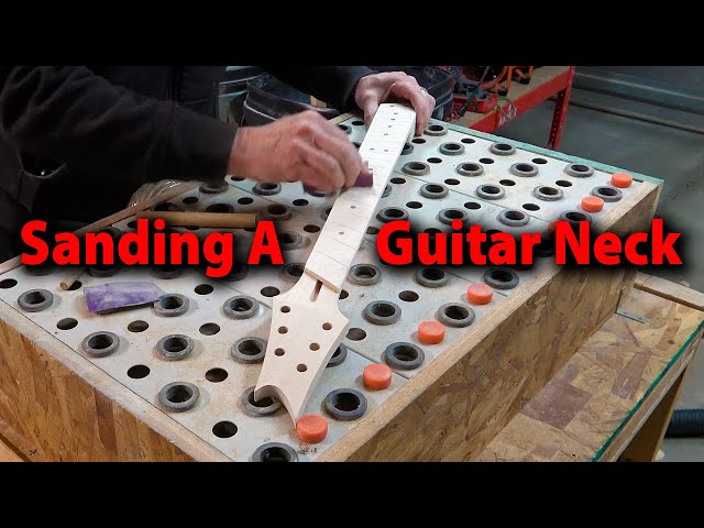 Making A Six String Multi Scale Guitar Sanding The Neck Adding Side Dots