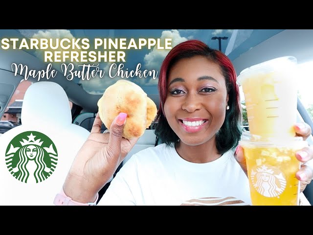 Tasting the Starbucks Pineapple Passionfruit Refresher and Chicken, Maple Butter & Egg Sandwich