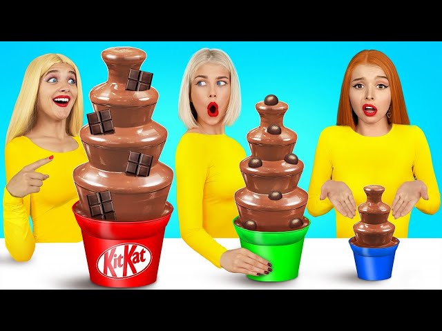 Chocolate Fountain Fondue Challenge | Eating Expensive vs Cheap Food by RATATA POWER