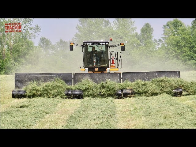 MOWING MERGING HARVESTING Alfalfa with Big Tractors
