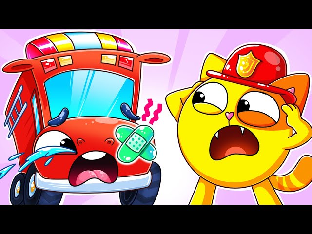 The Vehicle Got a Boo, Boo 🥺🦺 Fire Truck Need a Help +Funny Kids Stories by Baby Zoo Cat Edition