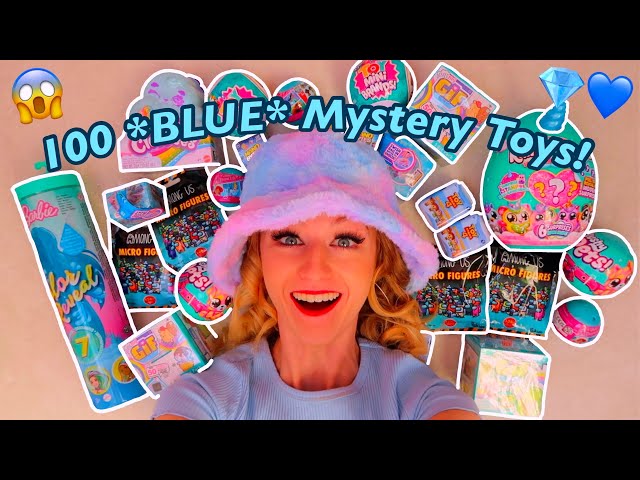 UNBOXING 100 *BLUE ONLY* MYSTERY TOYS!😱💎💙 (MASHEMS, FIDGET GIFS, REAL LITTLES, MYSTERY EGG, ETC!)🥳