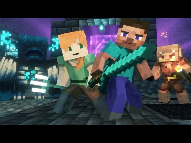 Warden vs Piglins FIGHT | Alex And Steve Life | Minecraft Animation!
