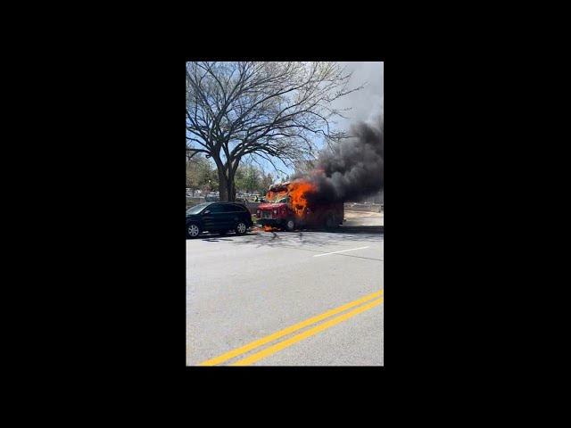 VIDEO: Food truck on fire outside Washington Monument