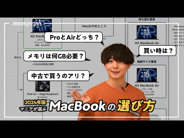 【保存版】Mac歴15年のマニアが教えるMacBookの選び方！AirかProか、メモリやストレージ全部解説します。
