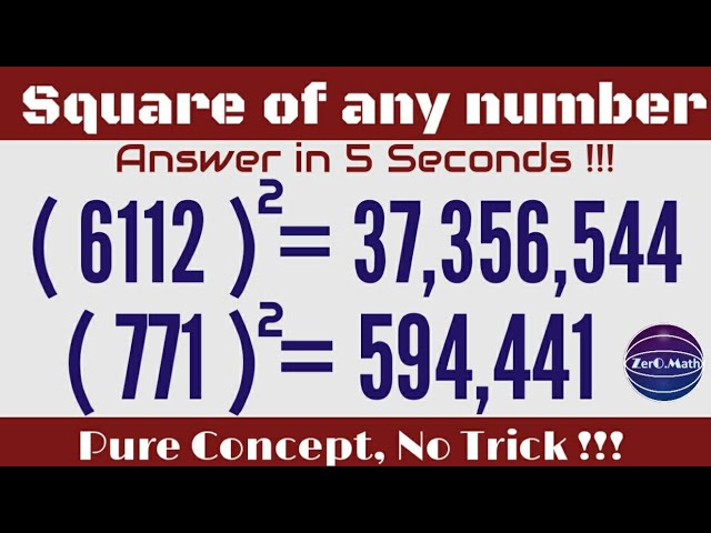 How to find square of any number | square of numbers tricks | Vedic math | Zero Math