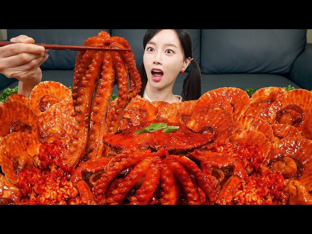 [Mukbang ASMR] SPICY 🔥 Scallop Bomb! Small Octopus Carb Seafood Boil Recipe eatingshow Ssoyoung