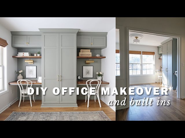 Extreme DIY Office Makeover & DIY Built Ins | Open Space Turned into an Office!