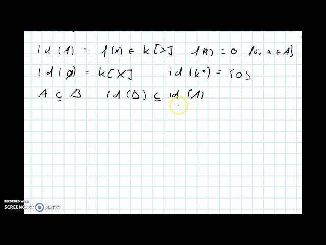 Algebraische Geometrie: Das Ideal I(A) einer Teilmenge A