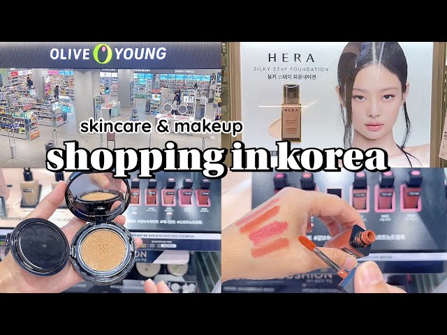 shopping in korea vlog 🇰🇷 skincare & makeup haul 💕 luxury makeup at Oliveyoung