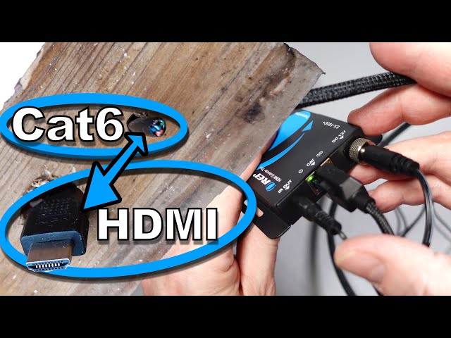 HDMI via a Cat6 cable works surprisingly well