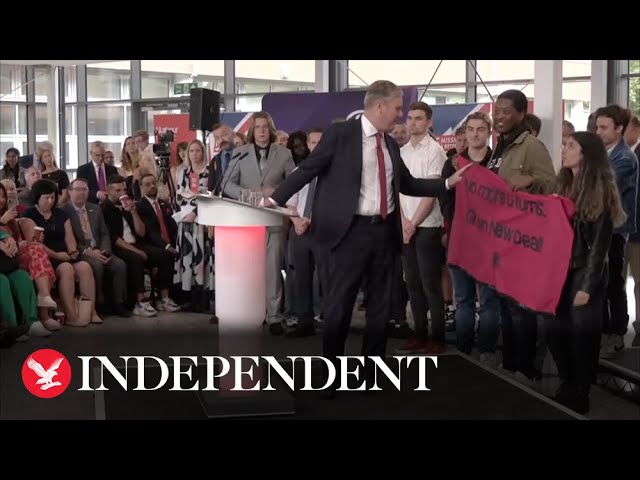Protesters interrupt Keir Starmer's speech on Labour's five priorities