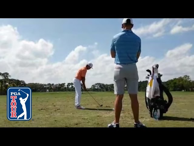 Watch Rickie Fowler warming up on the range before Round 4