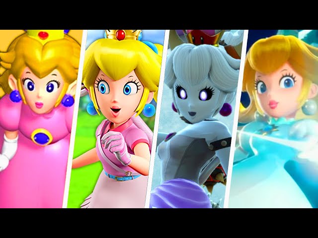 Evolution of Playable Peach in Super Mario Games (1988 - 2024)