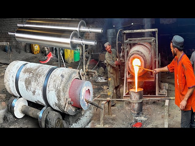 Incredible process of making Iron Flour mill Roller in Local Factory