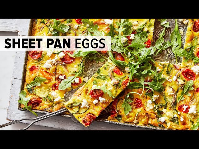 MEDITERRANEAN SHEET PAN EGGS | from my healthy meal prep cookbook!