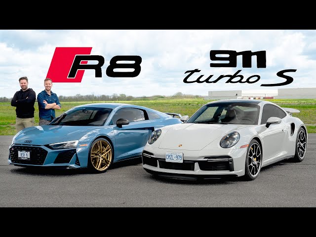 2021 Porsche 911 Turbo S vs Audi R8 V10 Decennium // DRAG RACE, ROAD & TRACK REVIEW
