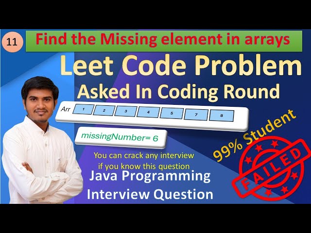 Find Missing Element in Array | Data Structure CDAC Coding Round Interview | Leetcode codewitharrays