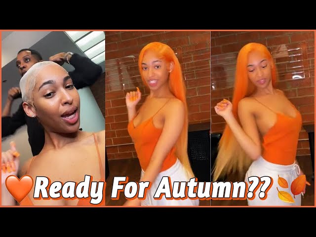 🍂Ready For Autumn? Ultimate Melted Lace Wig Here! Orange Color Hair Install, Long Inches #Elfinhair